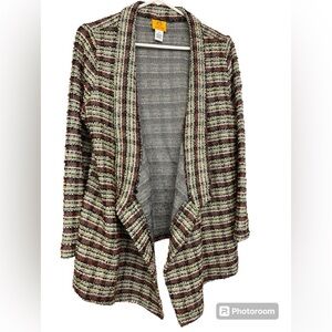 Ruby Rd•Waterfall Front Striped Multi Colored Jacket Size Large New with Tags